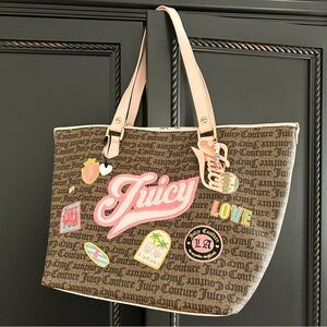 Juicy Couture Tote Bag Brown Goth Print Run The World Y2K NWOT